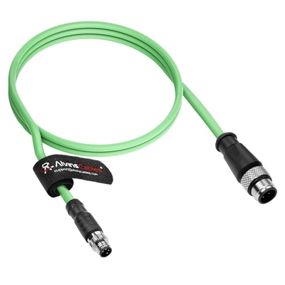 Alvin's Cables M8 A-Code 4 Pin Male to M12 D-Code 4 Pin Male Ethernet Cable High-Flex Shielded Cat6a for Beckhoff ZK1090-3161, PROFINET, EtherCAT, Industrial Automation, Robotics 26.2ft/8m