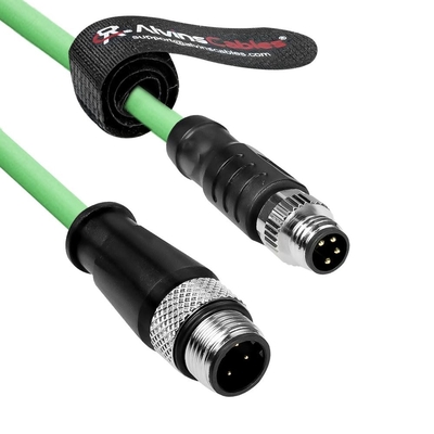 Alvin's Cables M8 A-Code 4 Pin Male to M12 D-Code 4 Pin Male Ethernet Cable High-Flex Shielded Cat6a for Beckhoff ZK1090-3161, PROFINET, EtherCAT, Industrial Automation, Robotics 26.2ft/8m