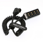 Alvin's Cables D Tap Male to 4 Port D Tap Female Coiled Splitter Cable for Anton Bauer V-Mount Battery