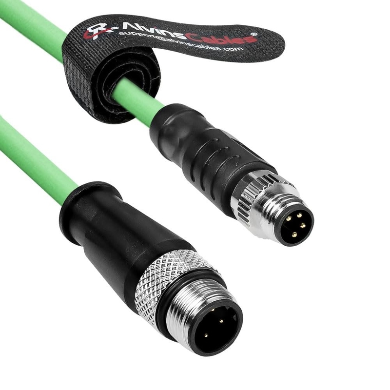 Alvin's Cables M8 A-Code 4 Pin Male to M12 D-Code 4 Pin Male Ethernet Cable High-Flex Shielded Cat6a for Beckhoff ZK1090-3161, PROFINET, EtherCAT, Industrial Automation, Robotics 26.2ft/8m